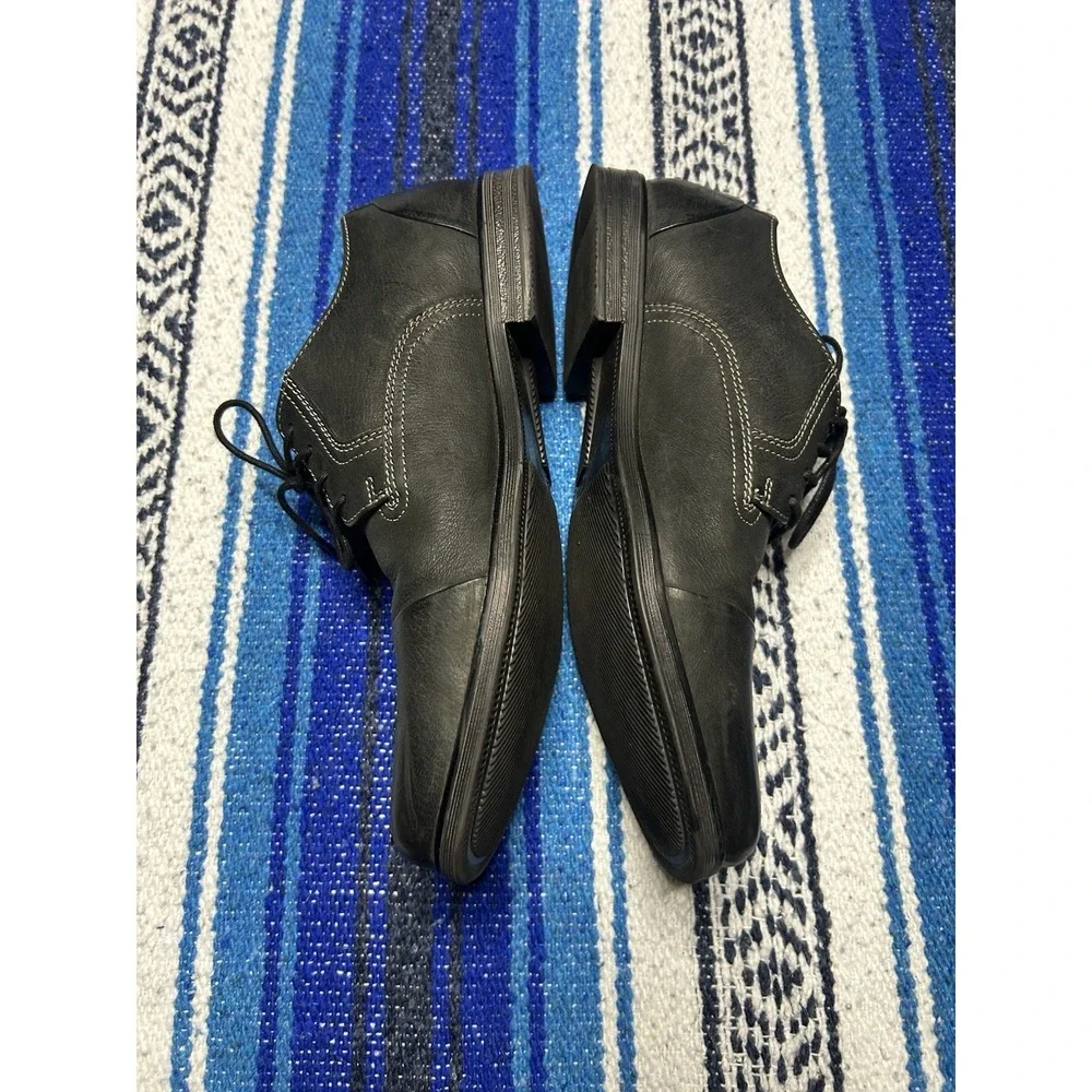 Clarks Collection Men's 11.5 Black Leather Cap Toe Oxford Dress Shoes Comfort